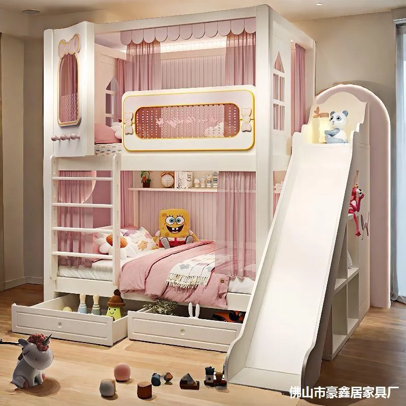 Bunk Bed With Stairs And Slide - Letto a Castello Solido a Due