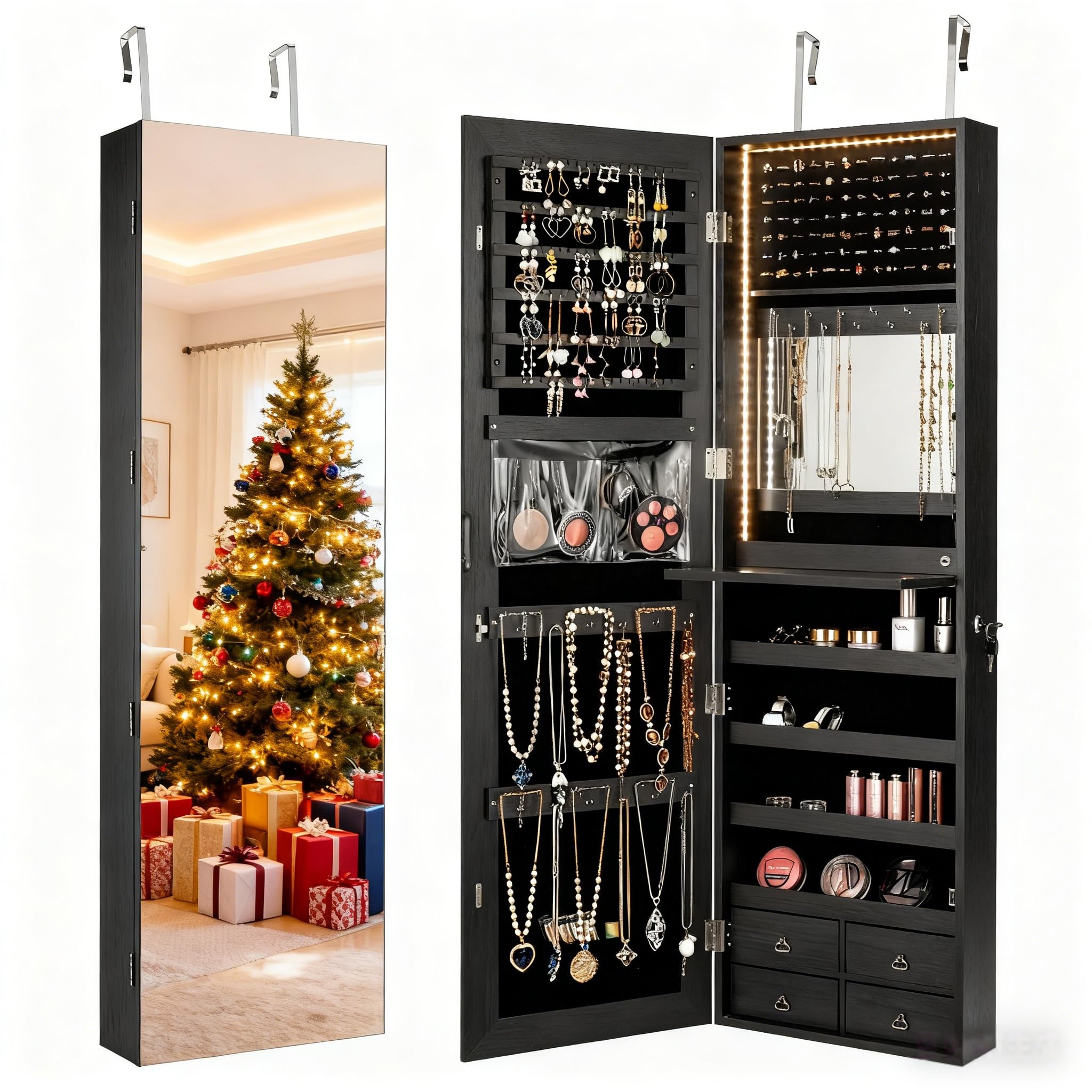 Full Length Mirror Jewelry Armoire - Armadio per gioielli con illuminazione a