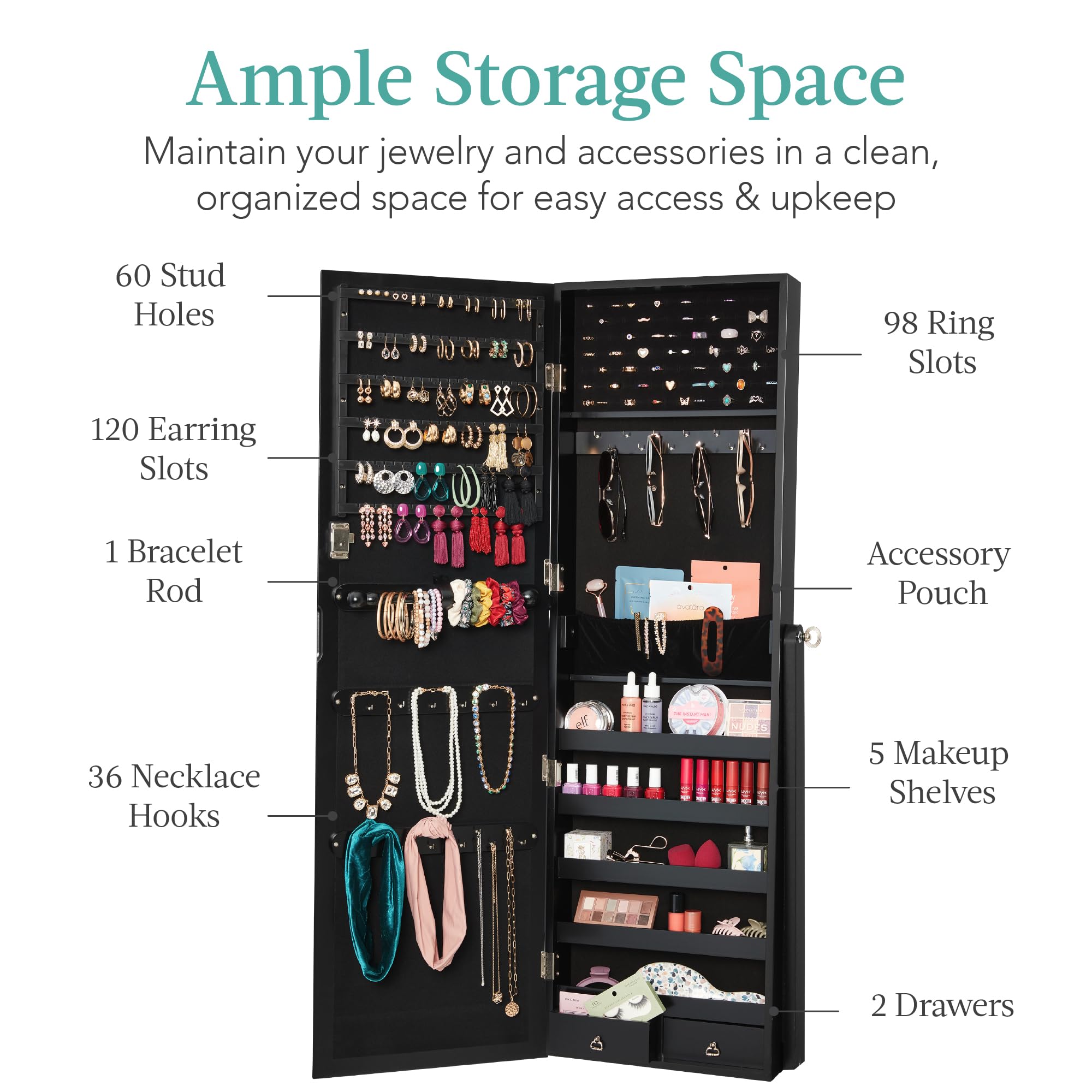 Mobile portaoggetti per gioiel - Full Length Mirror Jewelry Armoire recensione e prezzo